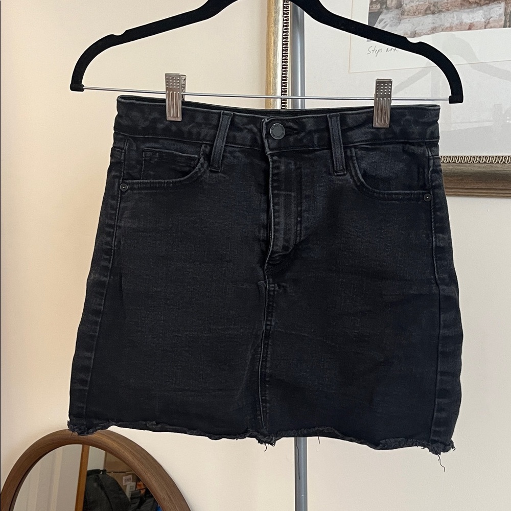 Just Black High Low Denim Skirt - Black